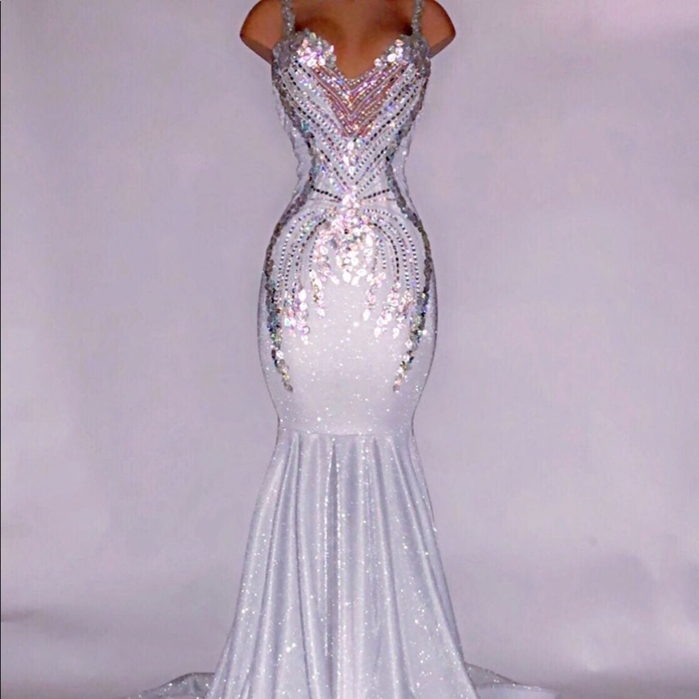 CUSTOM PROM DRESS (Silver Iridescent)